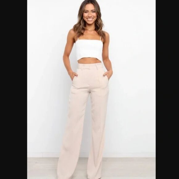 Petal & Pup Pants - Petal & Pup SNDYS Burland Beige Wide Leg Pants XS